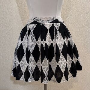Vintage 90s Black and White Skater Skirt